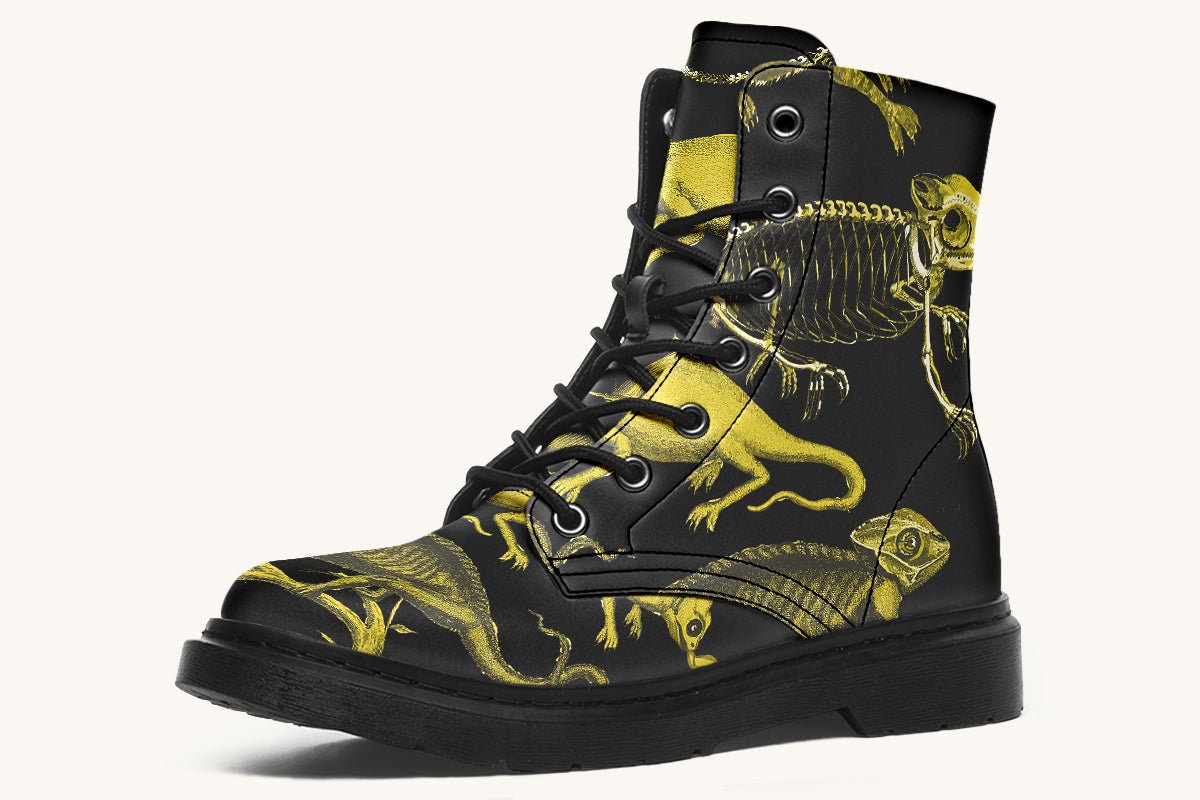 Reptilian in Bloom Black Yellow Boots - Jaded Lament