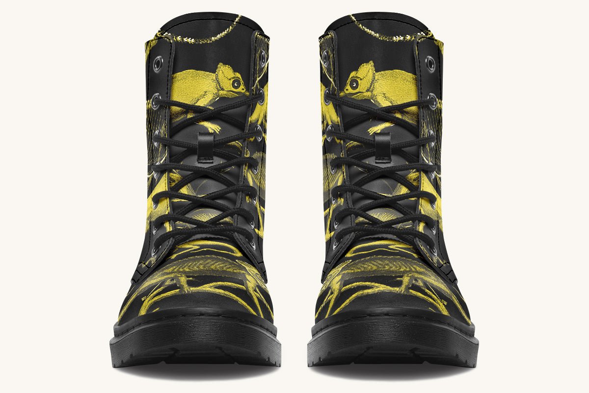 Reptilian in Bloom Black Yellow Boots - Jaded Lament
