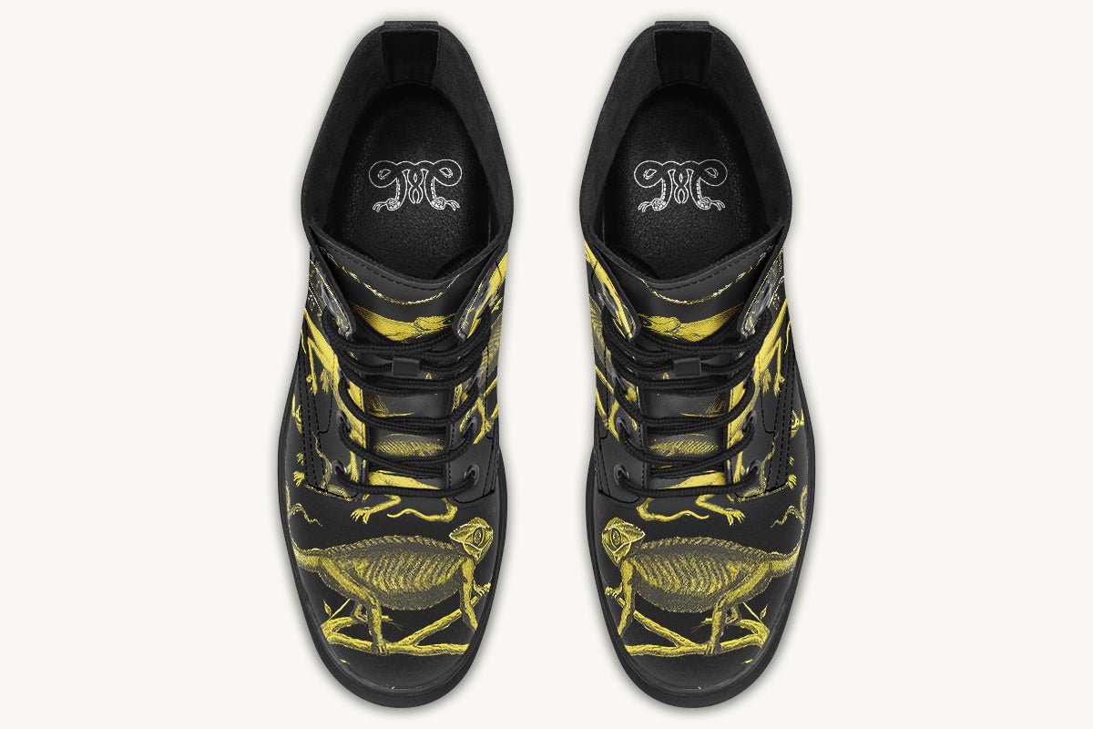 Reptilian in Bloom Black Yellow Boots - Jaded Lament