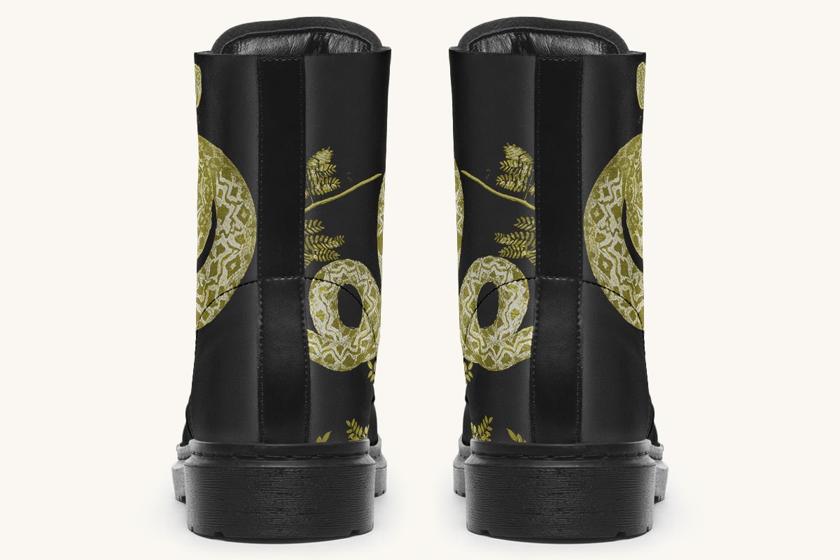 Serpent in Bloom Black Yellow Green Boots - Jaded Lament