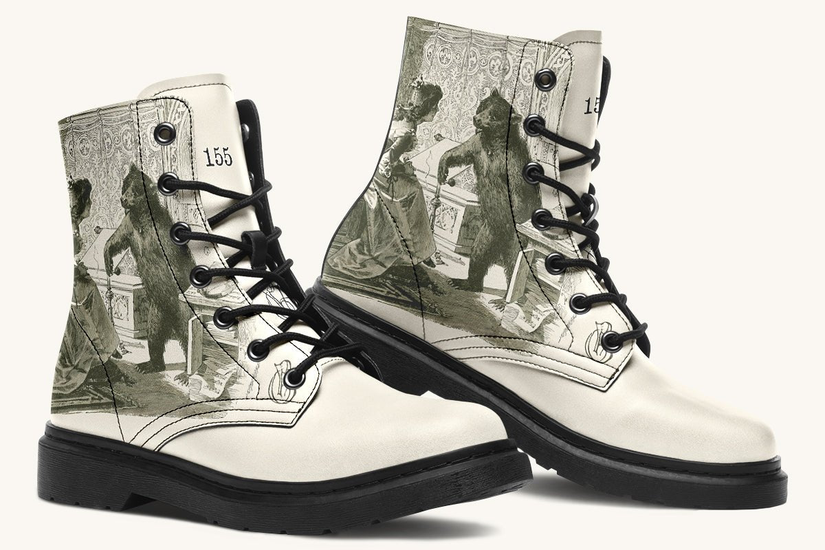 The Bear Shall Be Thy Choice Cream Boots - Jaded Lament