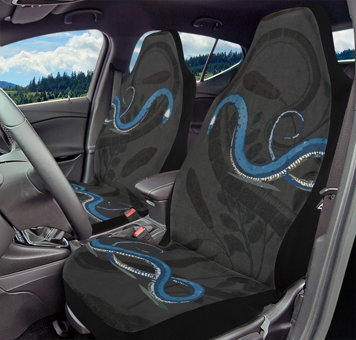 Blue Snake Black Car Seat Cover - Jaded Lament