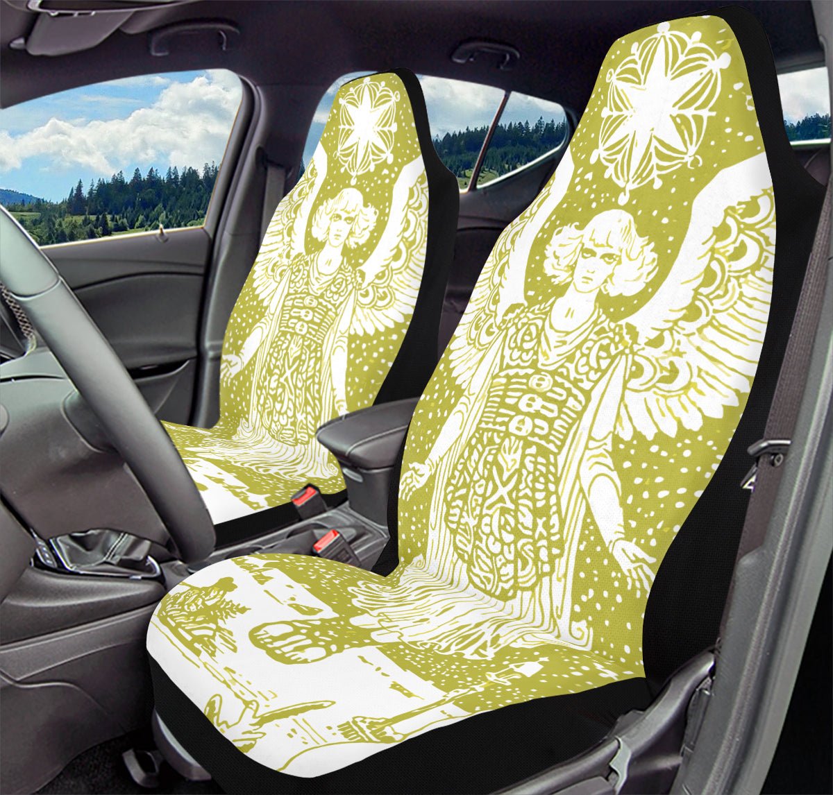 Call Upon the Star Green Car Seat Cover - Jaded Lament