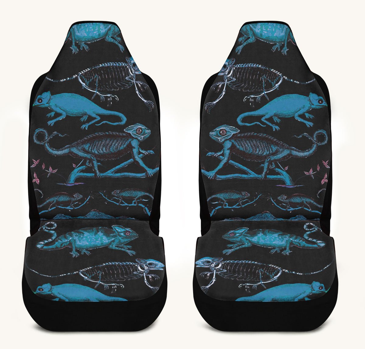 Reptilian in Bloom Black Blue Car Seat Cover - Jaded Lament