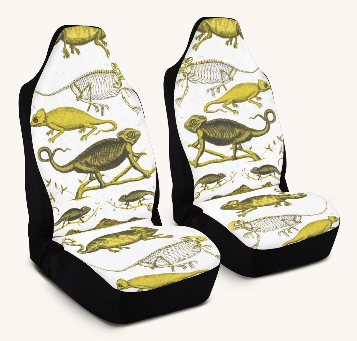 Reptilian in Bloom White Yellow Car Seat Cover - Jaded Lament