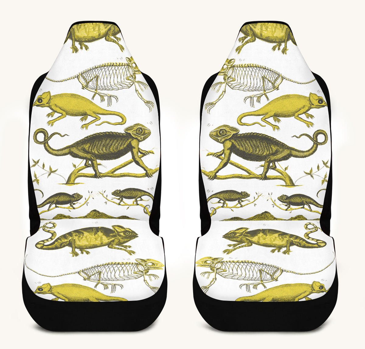 Reptilian in Bloom White Yellow Car Seat Cover - Jaded Lament