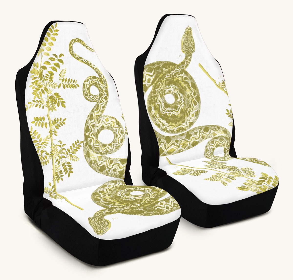 Serpent in Bloom White And Yellow Car Seat Cover - Jaded Lament