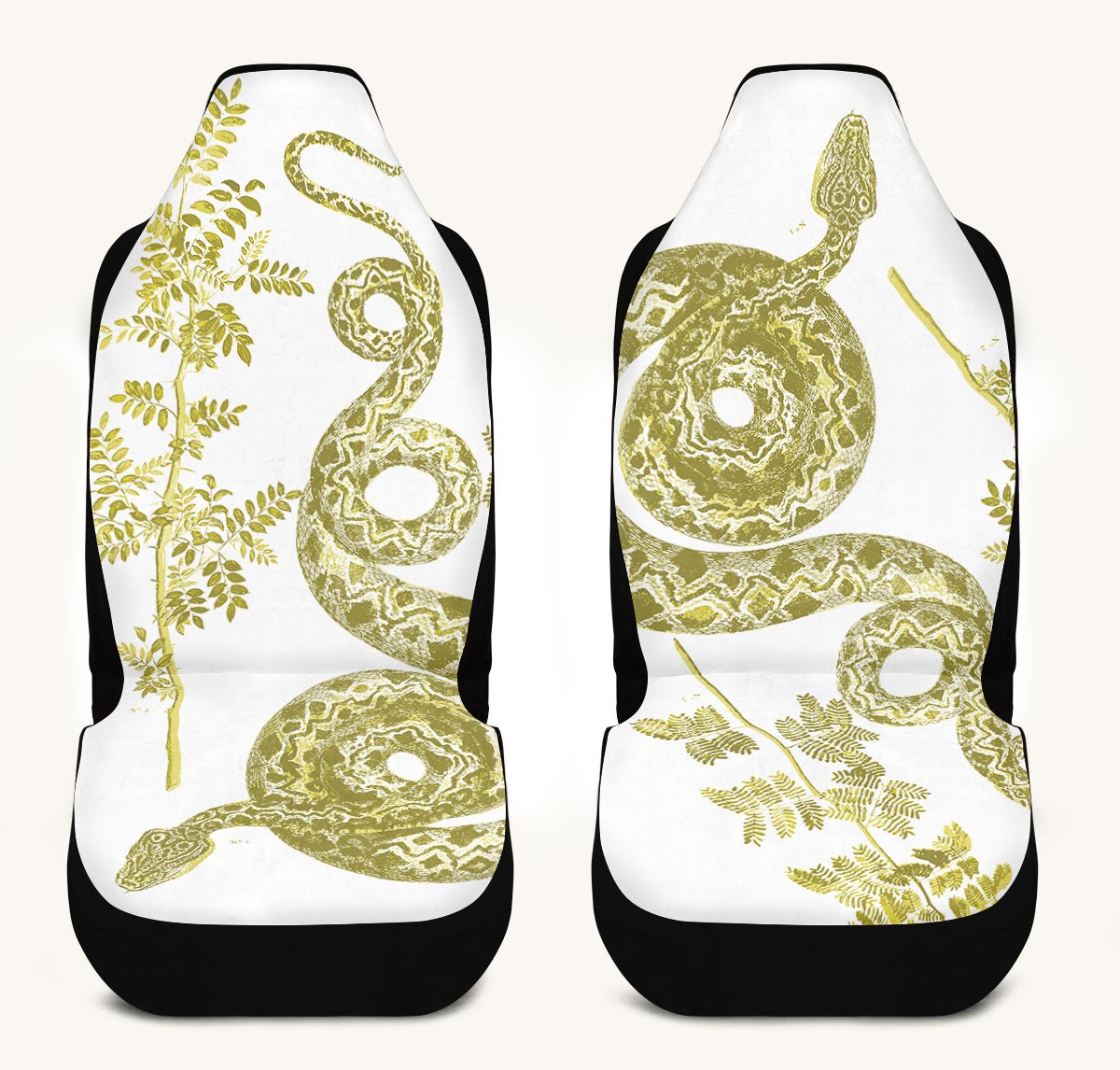 Serpent in Bloom White And Yellow Car Seat Cover - Jaded Lament