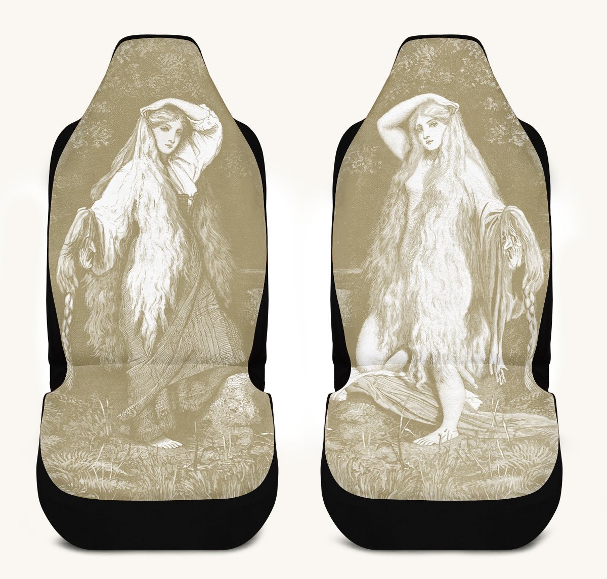 She Watched the Bones Sink Khaki Car Seat Cover - Jaded Lament