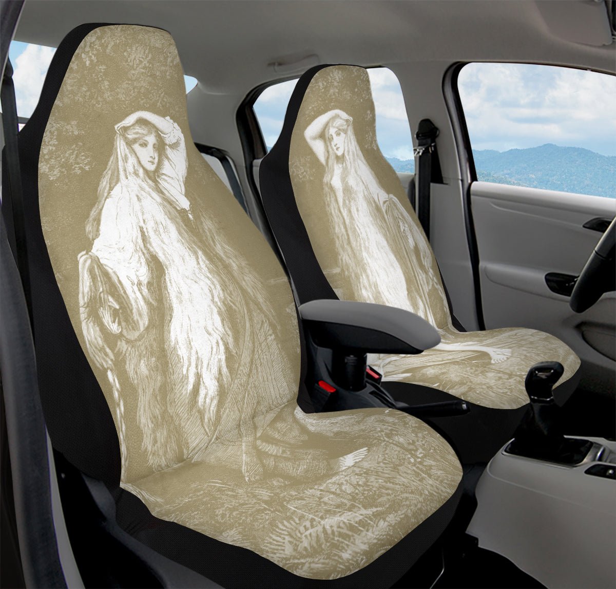 She Watched the Bones Sink Khaki Car Seat Cover - Jaded Lament