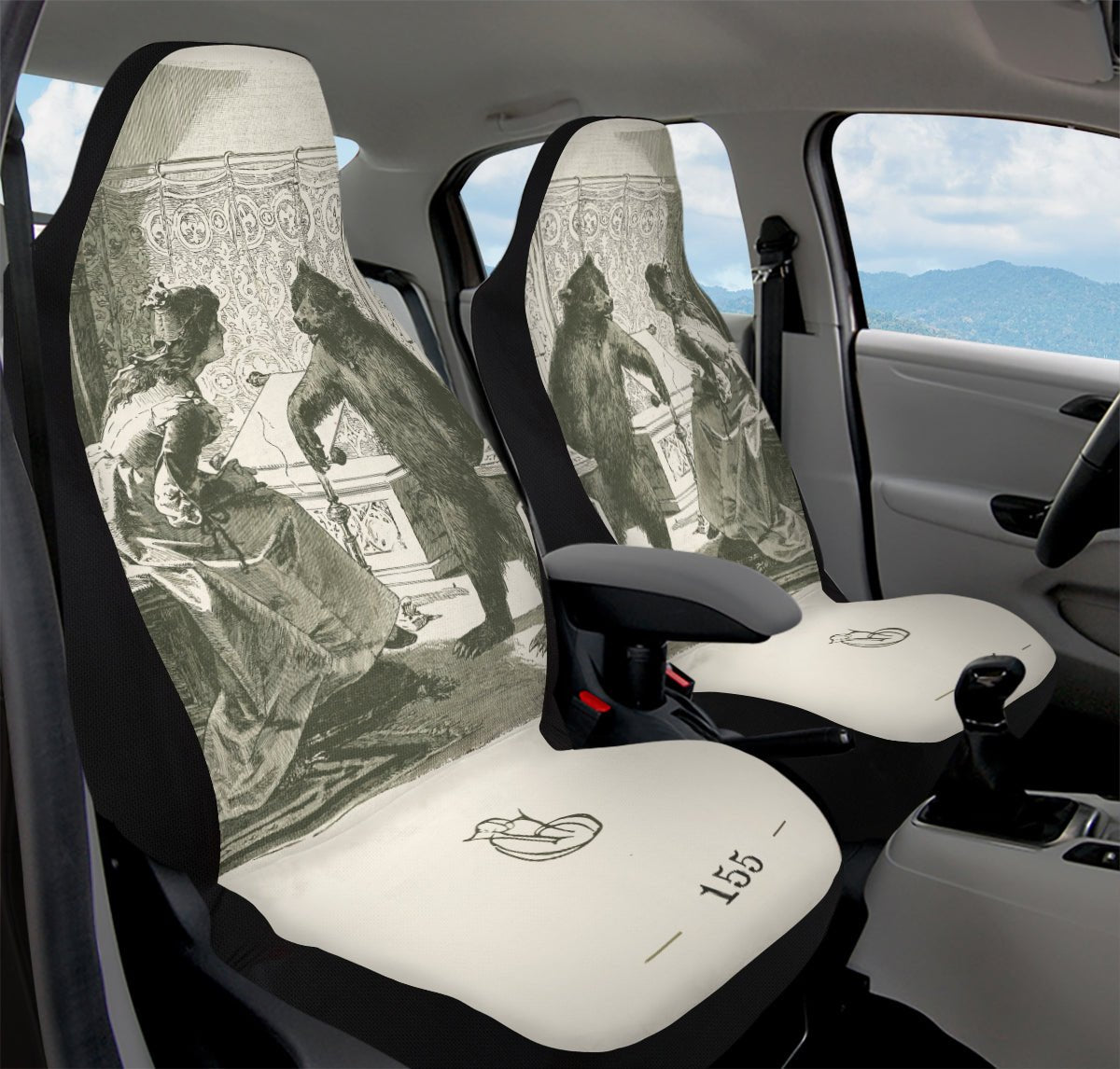 The Bear Shall Be Thy Choice Cream Car Seat Cover - Jaded Lament