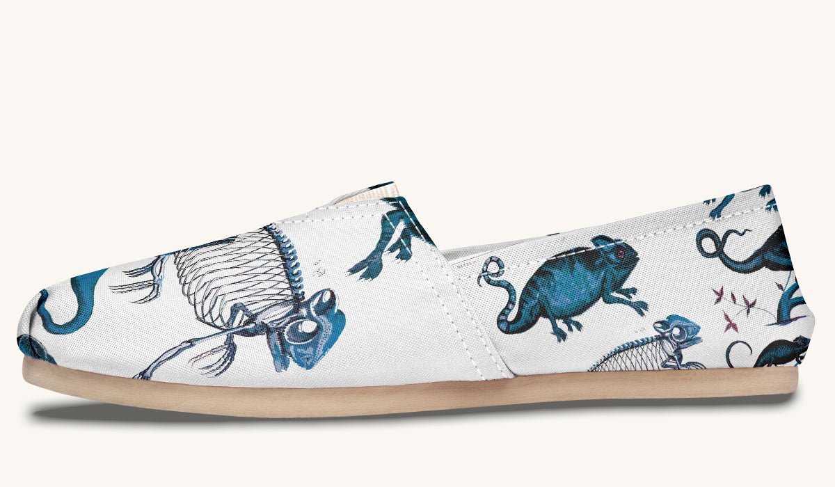 Reptilian in Bloom White and Gold Casual Shoes - Jaded Lament