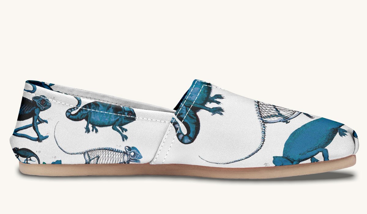 Reptilian in Bloom White and Gold Casual Shoes - Jaded Lament