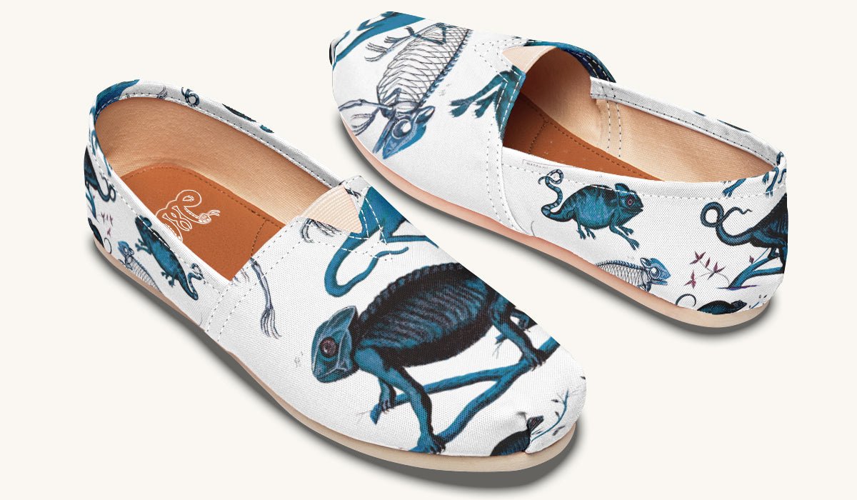 Reptilian in Bloom White and Gold Casual Shoes - Jaded Lament