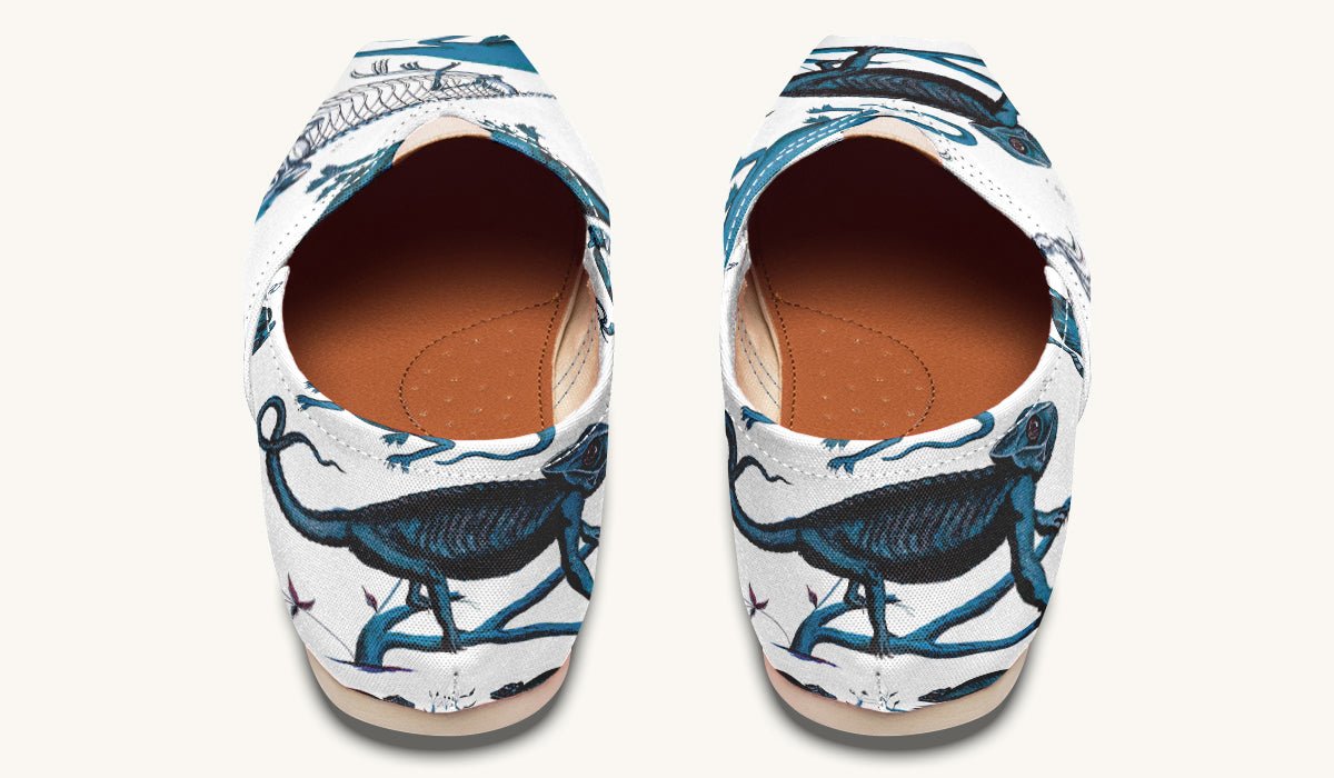 Reptilian in Bloom White and Gold Casual Shoes - Jaded Lament