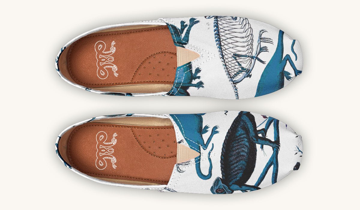 Reptilian in Bloom White and Gold Casual Shoes - Jaded Lament