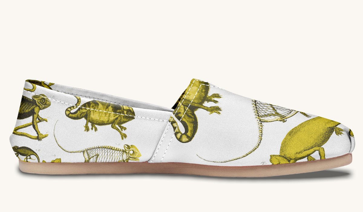 Reptilian in Bloom Blue on White Casual Shoes - Jaded Lament