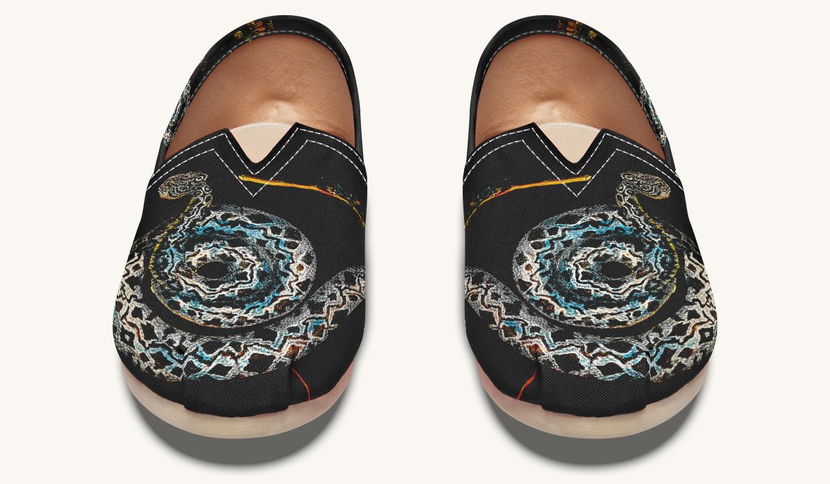Serpent in Bloom Silver Snake Casual Shoes - Jaded Lament