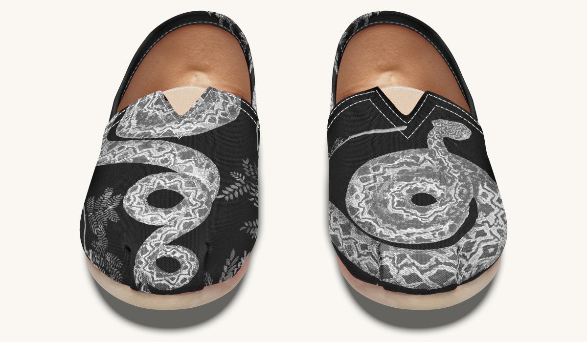 Serpent in Bloom Gold on White Casual Shoes - Jaded Lament