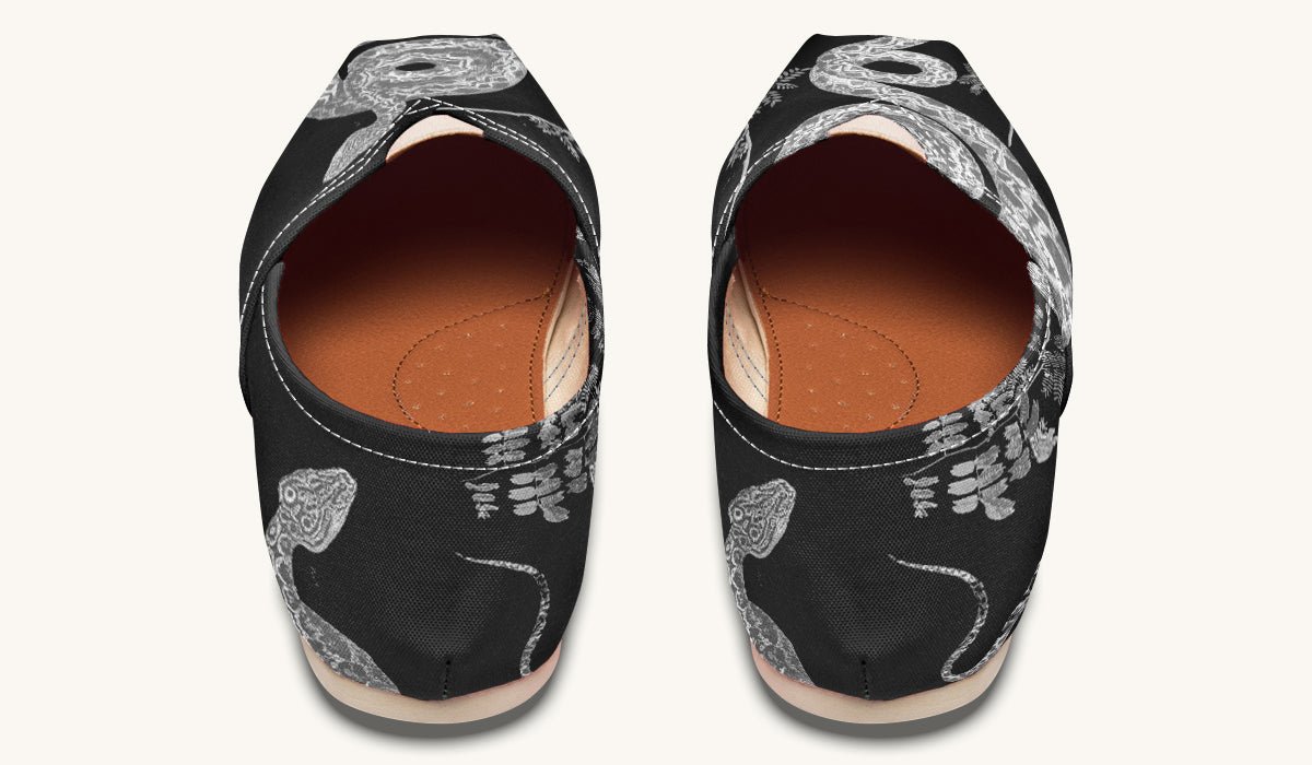 Serpent in Bloom Gold on White Casual Shoes - Jaded Lament