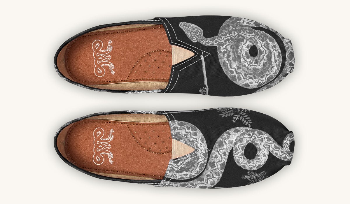 Serpent in Bloom Gold on White Casual Shoes - Jaded Lament