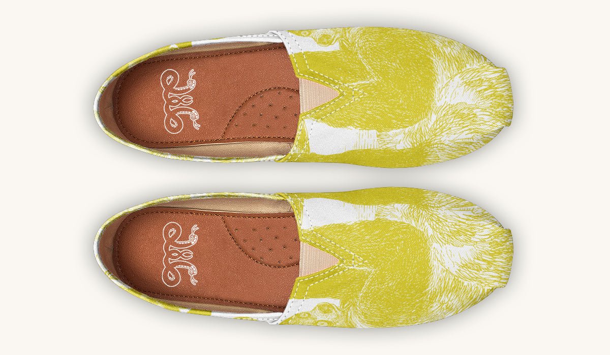The Sloth Stays Yellow White Casual Shoes - Jaded Lament