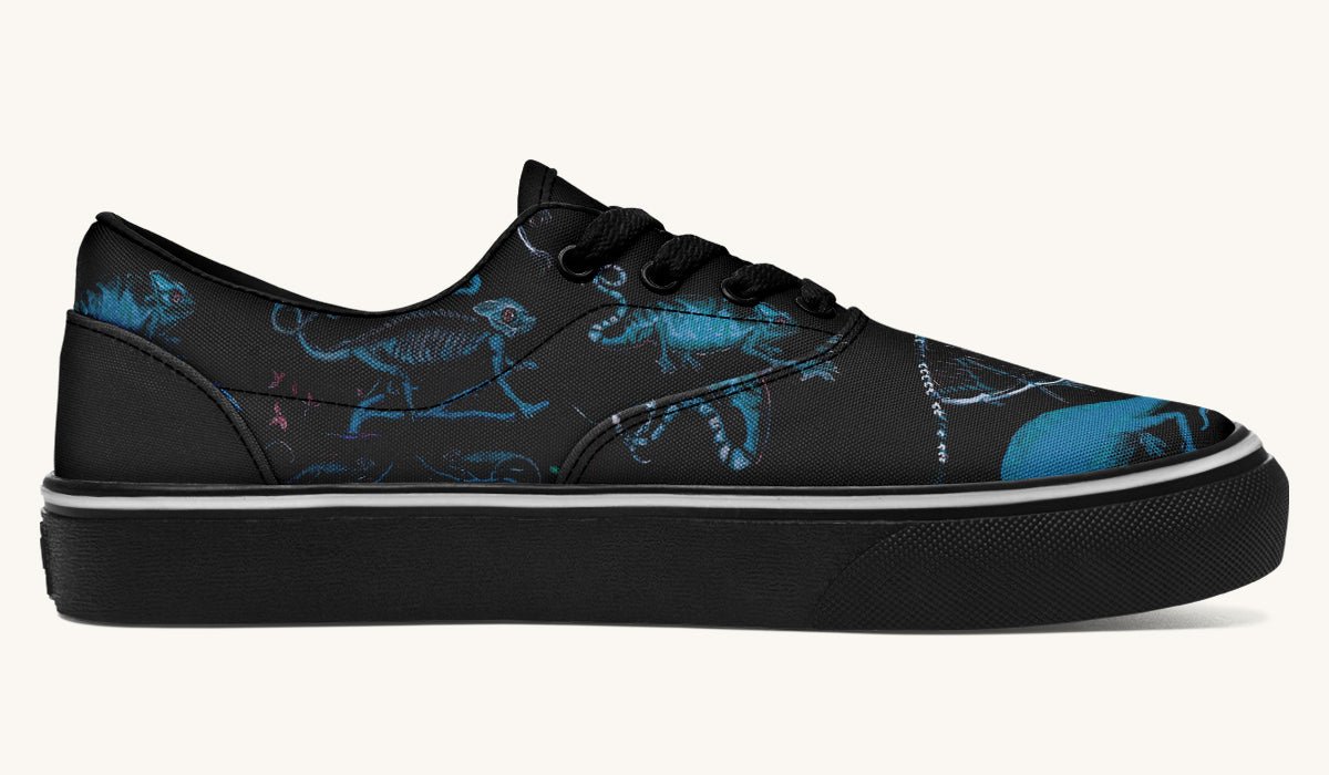 Reptilian In Bloom Blue Black Classic Shoes - Jaded Lament
