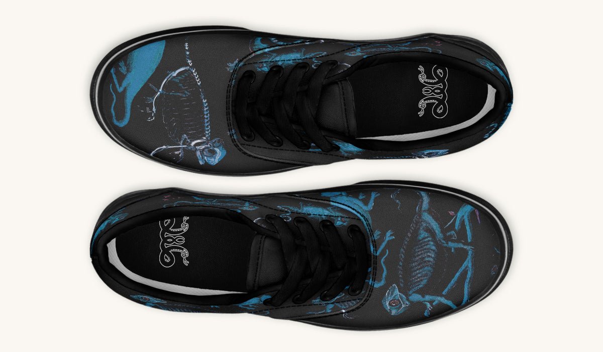 Reptilian In Bloom Blue Black Classic Shoes - Jaded Lament
