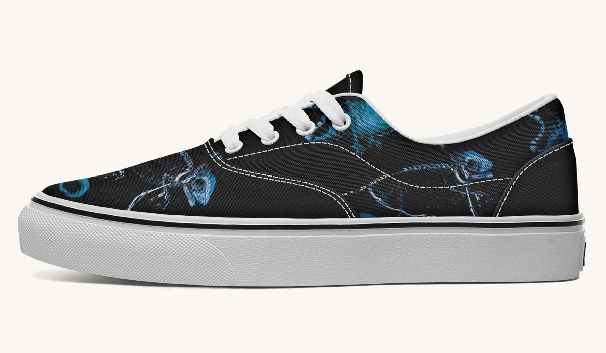 Reptilian In Bloom Blue Black Classic Shoes - Jaded Lament