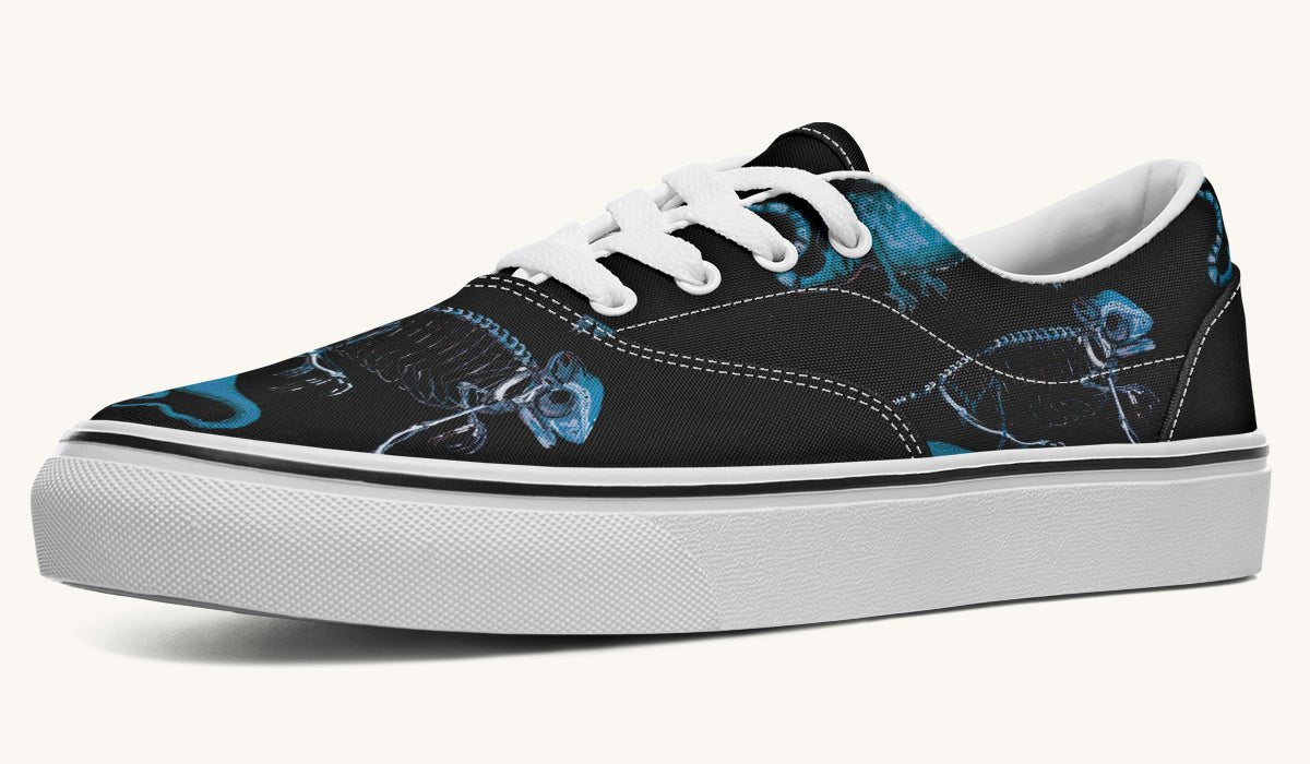 Reptilian In Bloom Blue Black Classic Shoes - Jaded Lament