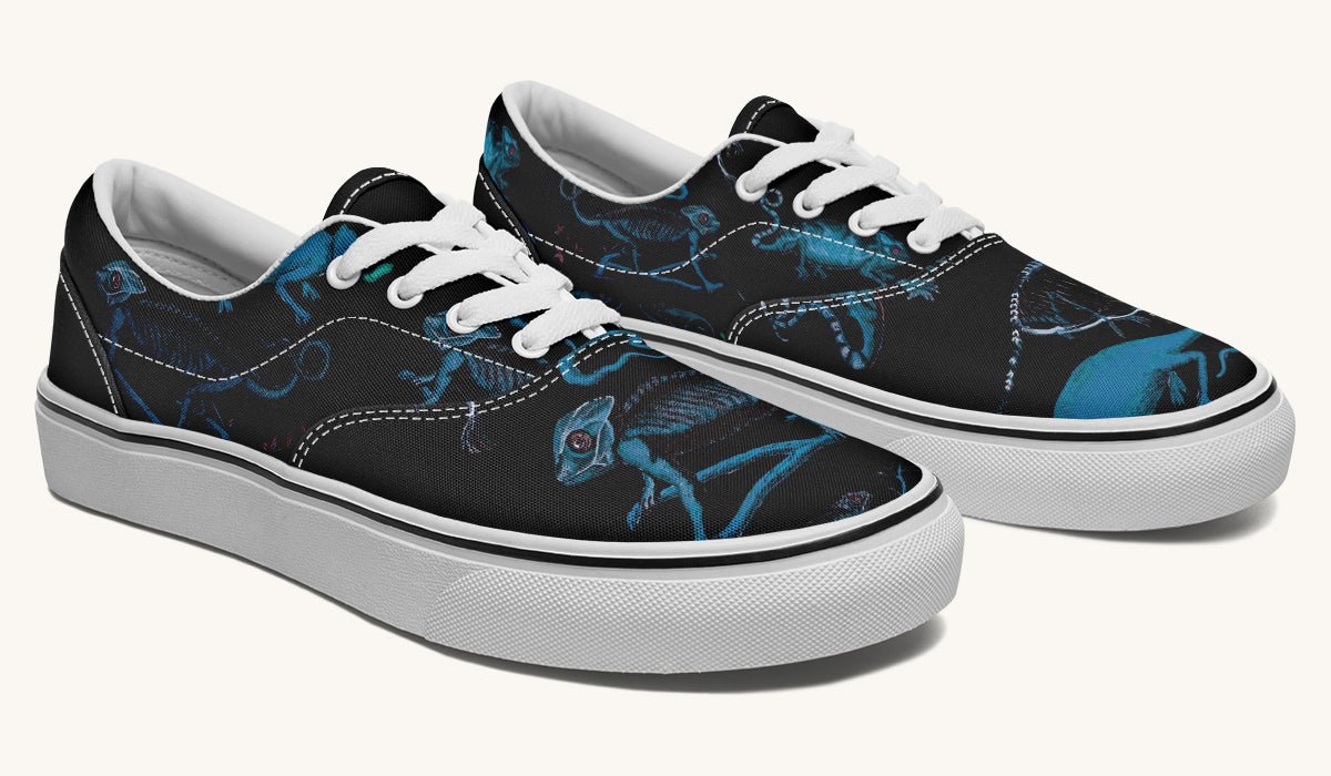 Reptilian In Bloom Blue Black Classic Shoes - Jaded Lament