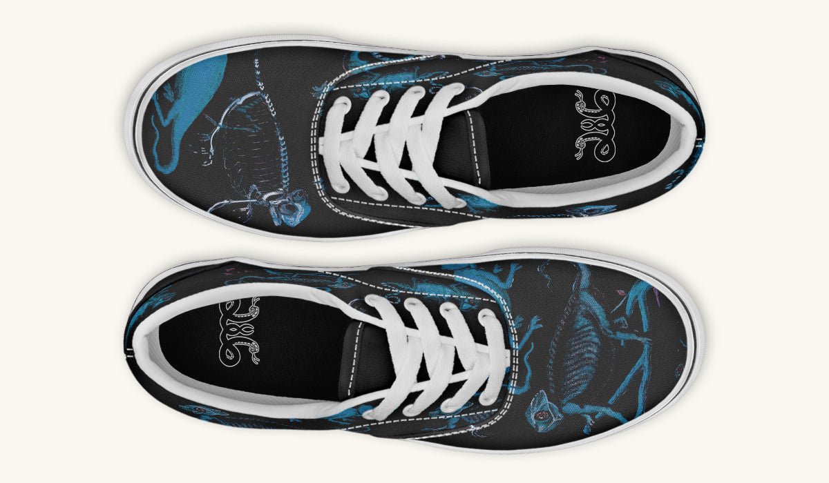 Reptilian In Bloom Blue Black Classic Shoes - Jaded Lament