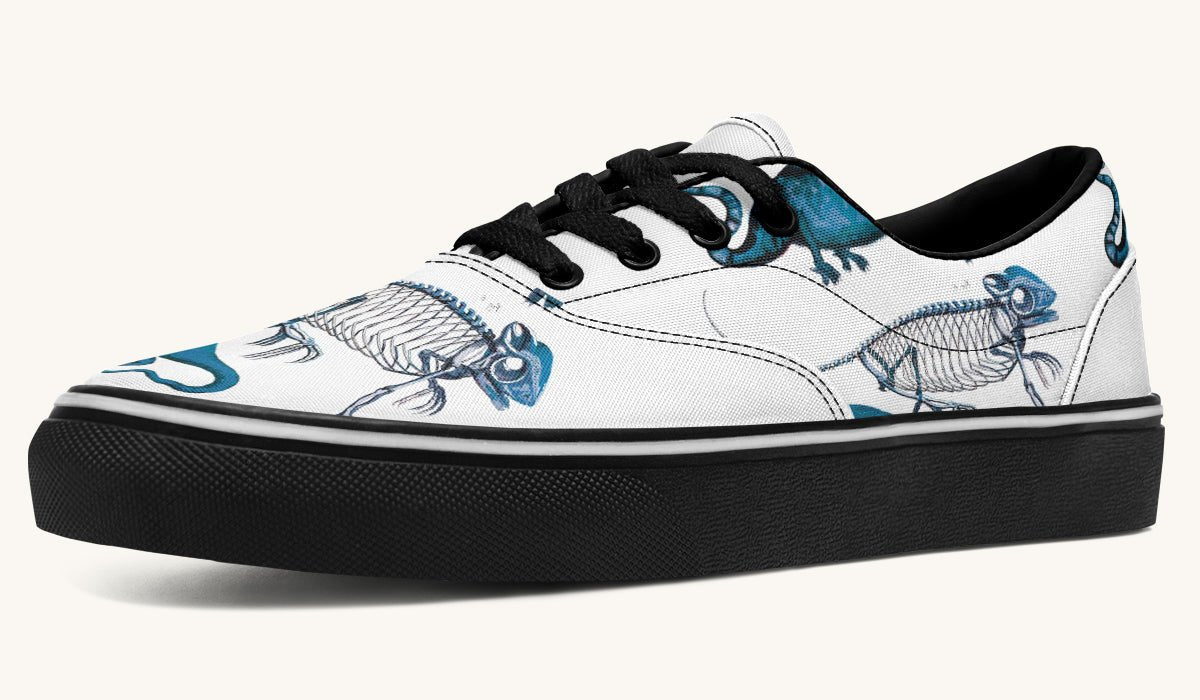 Reptilian In Bloom Blue White Classic Shoes - Jaded Lament