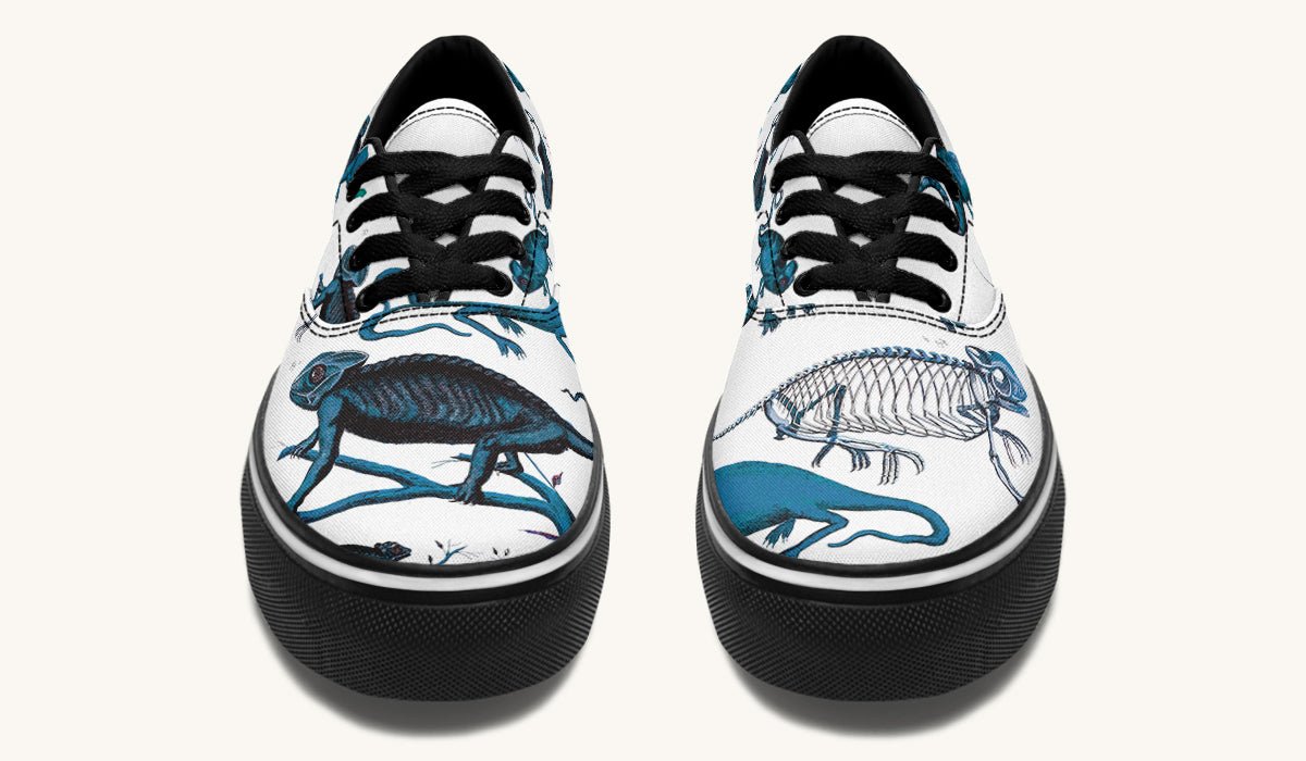 Reptilian In Bloom Blue White Classic Shoes - Jaded Lament