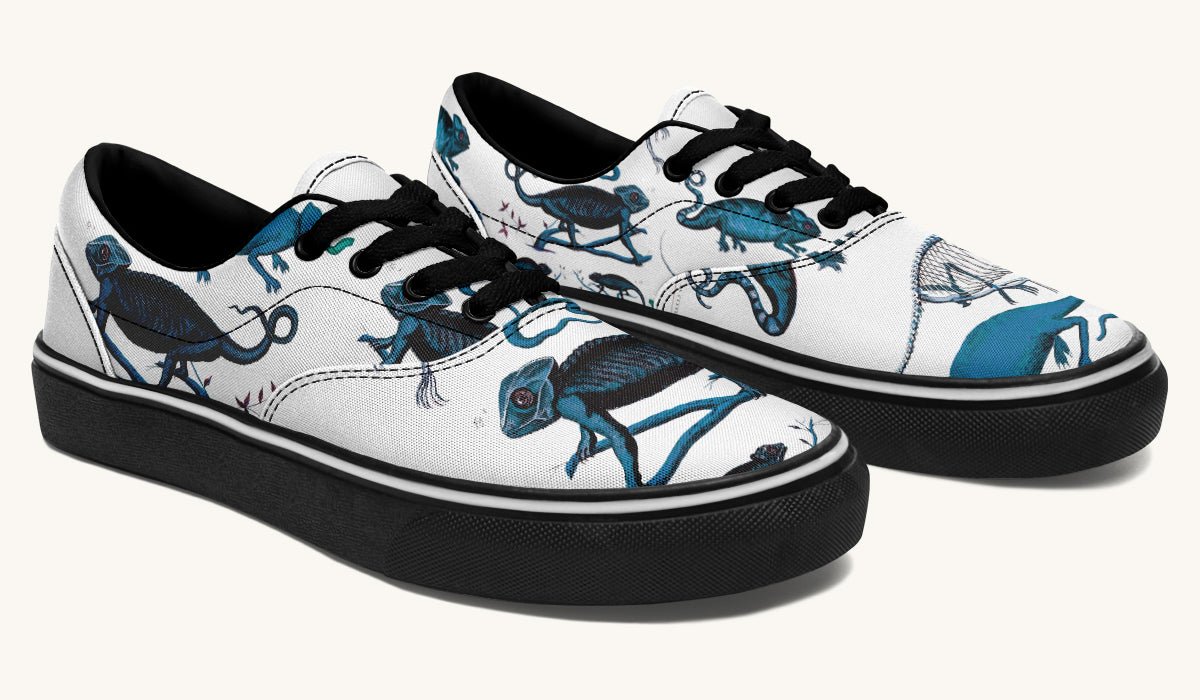 Reptilian In Bloom Blue White Classic Shoes - Jaded Lament