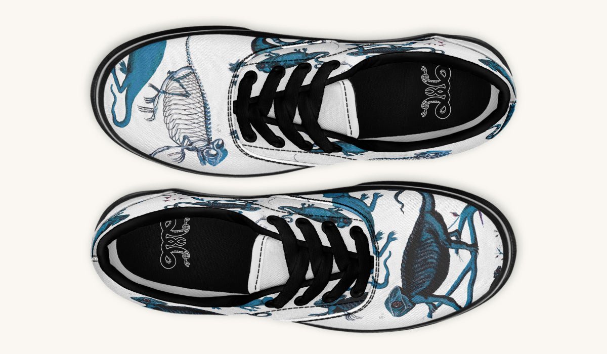 Reptilian In Bloom Blue White Classic Shoes - Jaded Lament