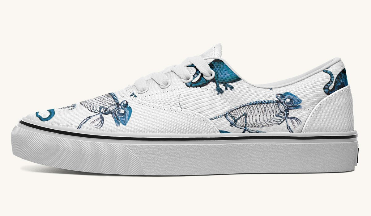 Reptilian In Bloom Blue White Classic Shoes - Jaded Lament