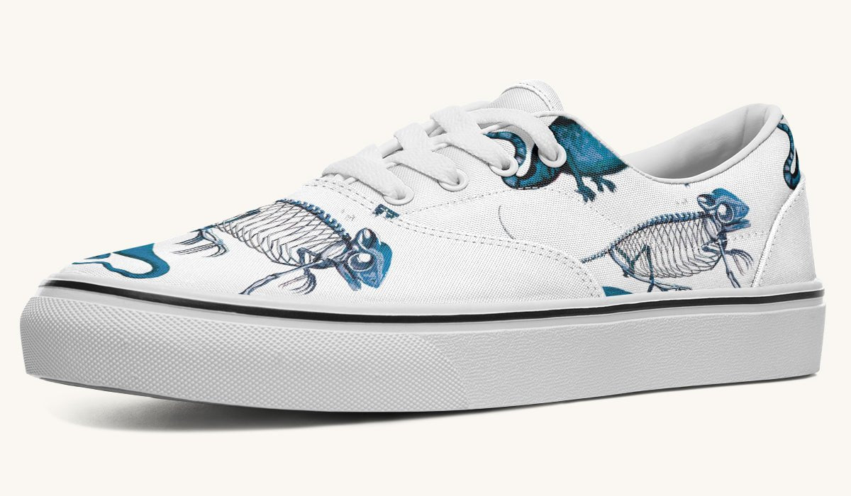 Reptilian In Bloom Blue White Classic Shoes - Jaded Lament