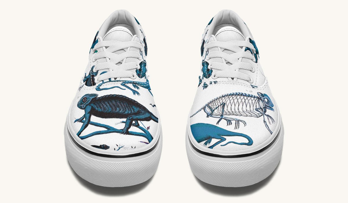 Reptilian In Bloom Blue White Classic Shoes - Jaded Lament