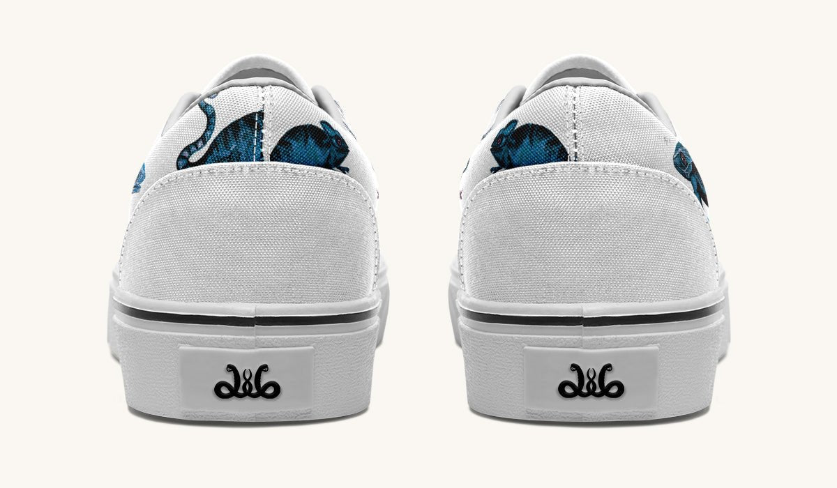Reptilian In Bloom Blue White Classic Shoes - Jaded Lament