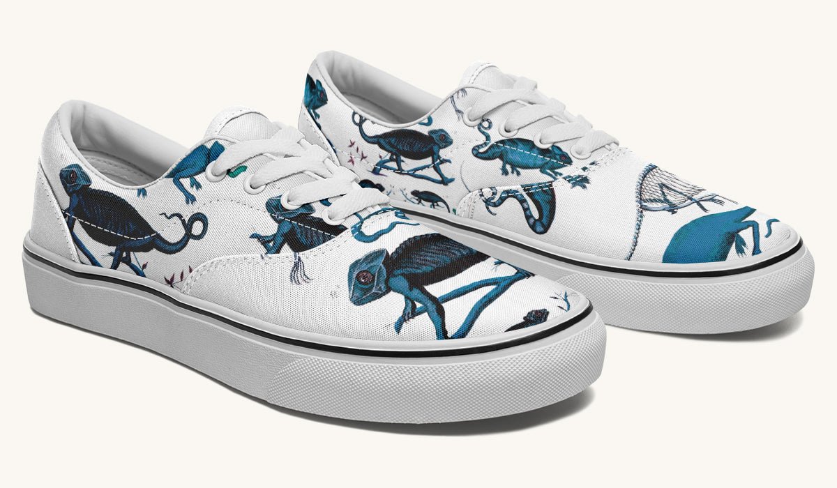 Reptilian In Bloom Blue White Classic Shoes - Jaded Lament