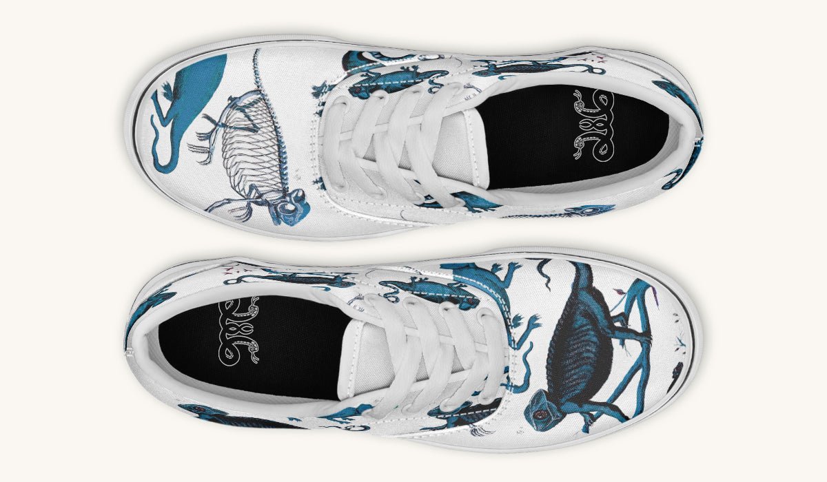 Reptilian In Bloom Blue White Classic Shoes - Jaded Lament