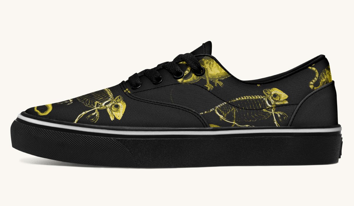 Reptilian In Bloom Yellow Black Classic Shoes - Jaded Lament