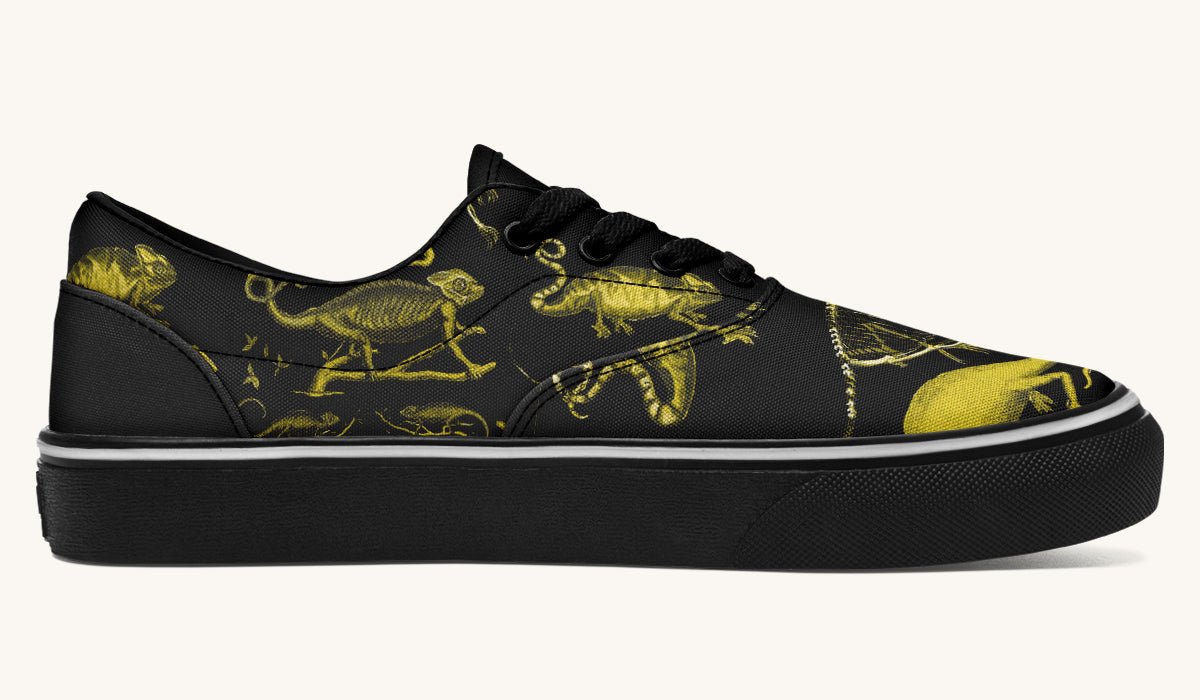 Reptilian In Bloom Yellow Black Classic Shoes - Jaded Lament