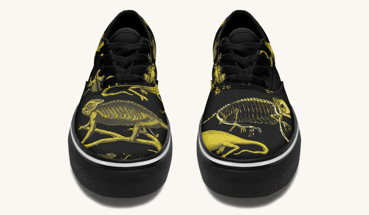 Reptilian In Bloom Yellow Black Classic Shoes - Jaded Lament