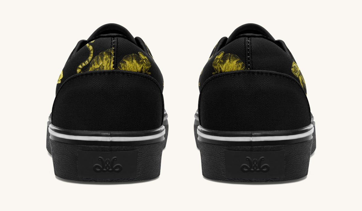 Reptilian In Bloom Yellow Black Classic Shoes - Jaded Lament