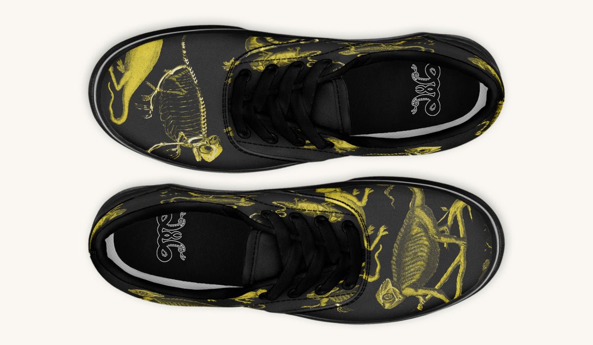 Reptilian In Bloom Yellow Black Classic Shoes - Jaded Lament