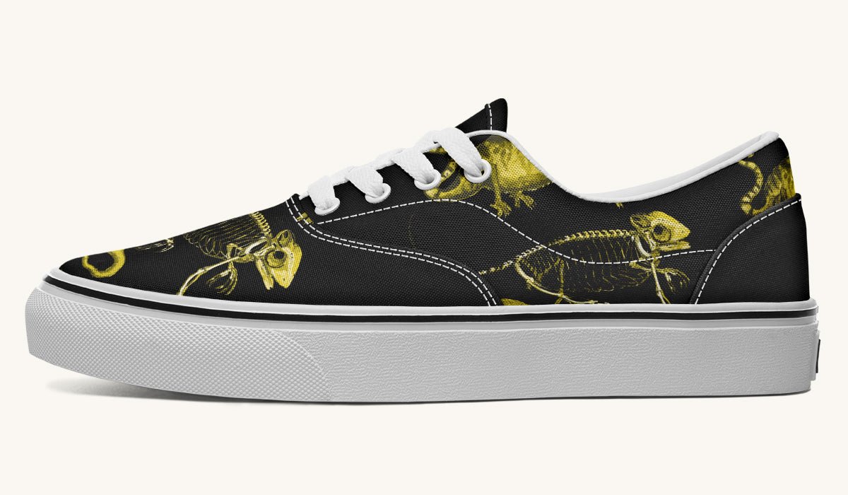 Reptilian In Bloom Yellow Black Classic Shoes - Jaded Lament