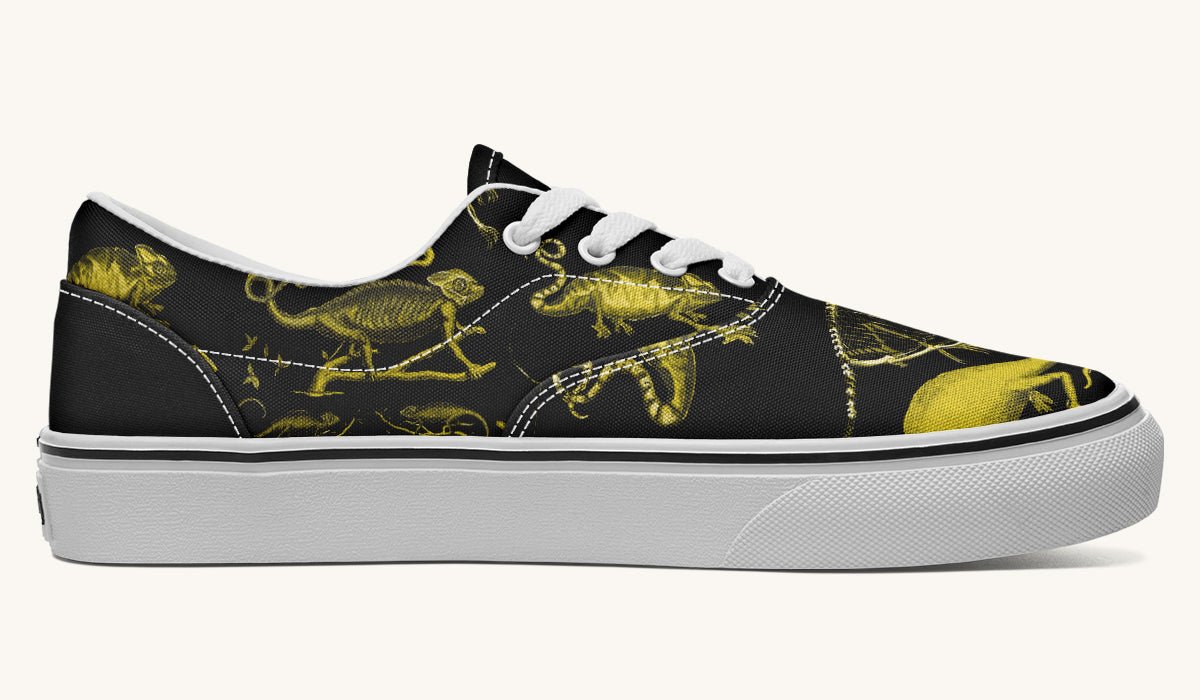 Reptilian In Bloom Yellow Black Classic Shoes - Jaded Lament