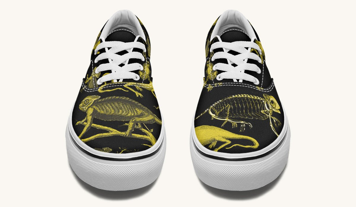 Reptilian In Bloom Yellow Black Classic Shoes - Jaded Lament